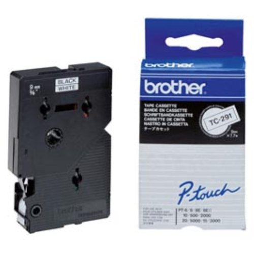 BROTHER TC291 NASTRO 9MM x 7.7MT COLORE BIANCO STAMPA NERO